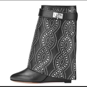 Givenchy shark lock boots black studded